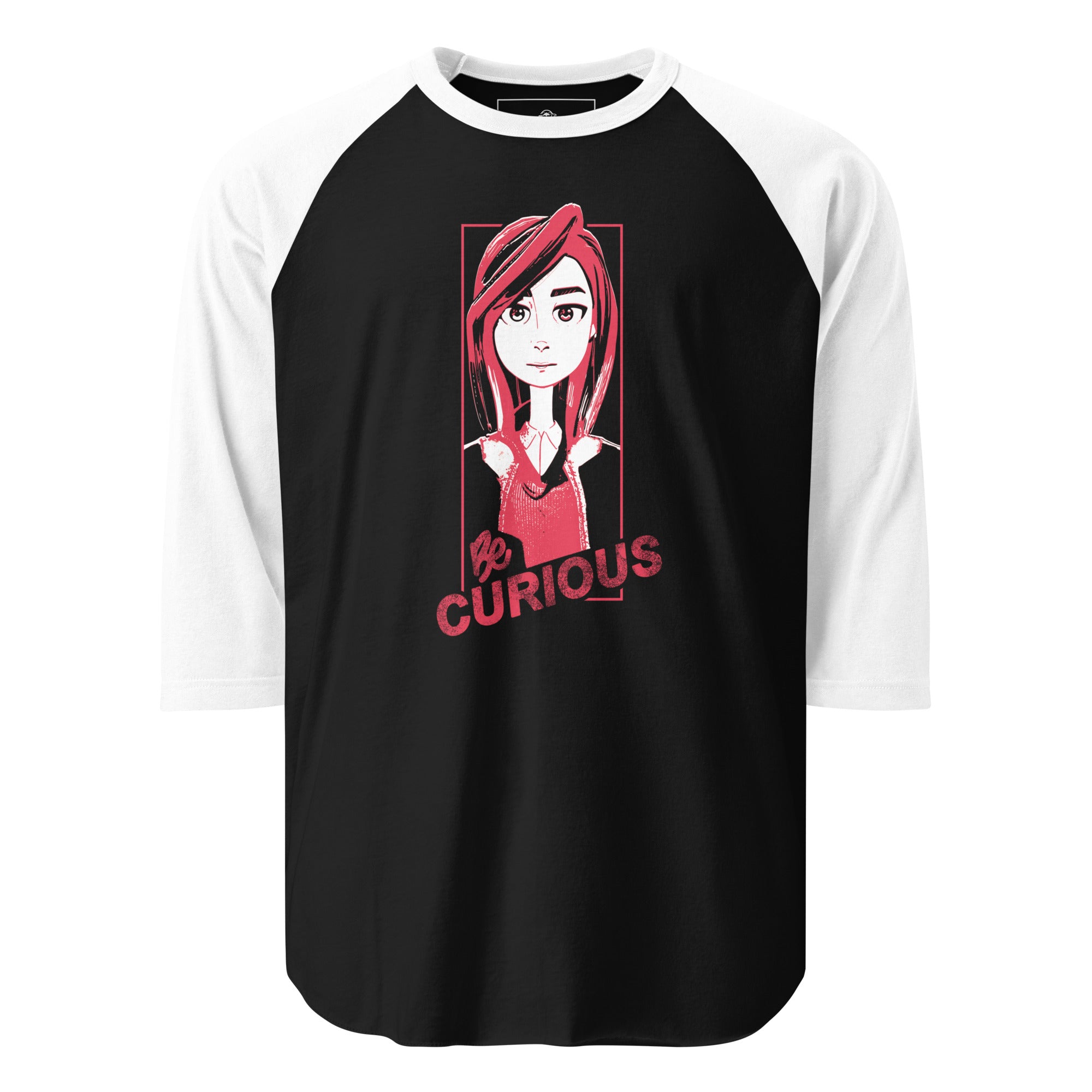 Katherine 3/4 sleeve raglan shirt - "Be Curious"