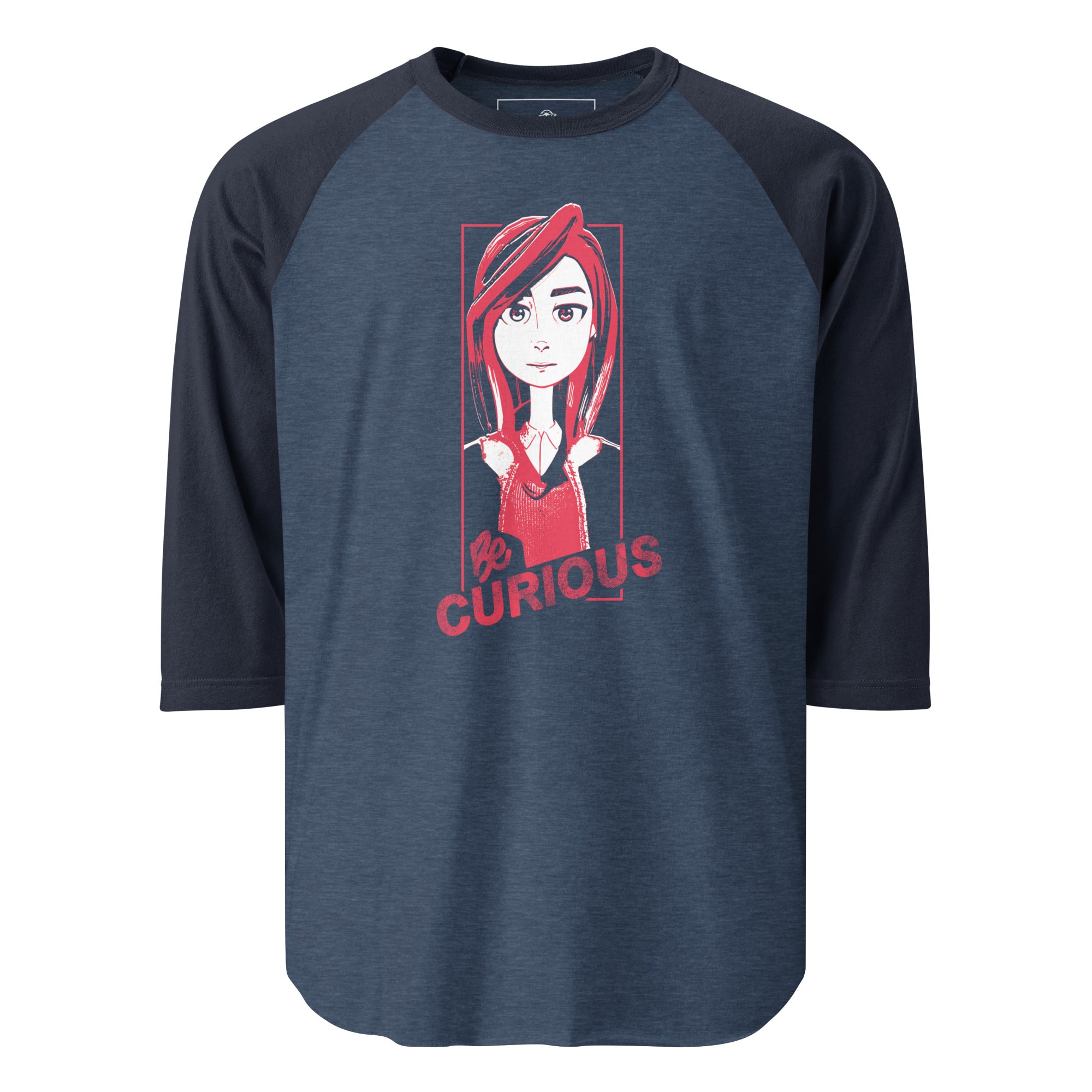 Katherine 3/4 sleeve raglan shirt - "Be Curious"